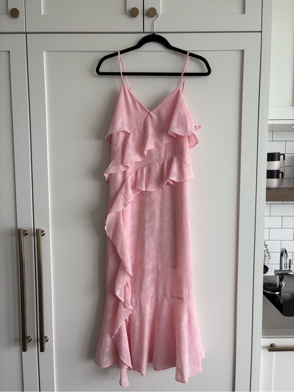 wild fable Pink Ruffle Maxi Slip Dress
